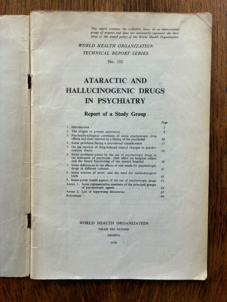 Ataractic and Hallucinogenic Drugs in Psychiatry (1958) by World Health Organization