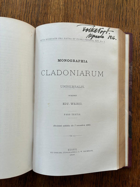Monographia Cladoniarum Universalis (1887-1897) by Edvard August Vaino