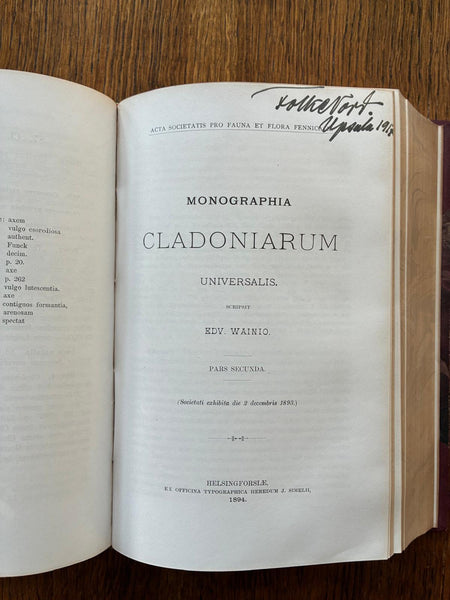 Monographia Cladoniarum Universalis (1887-1897) by Edvard August Vaino
